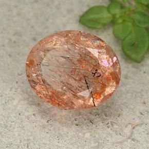 Pierre de soleil Orange rougeâtre naturelle ovale, 4.60 ct, Translucide