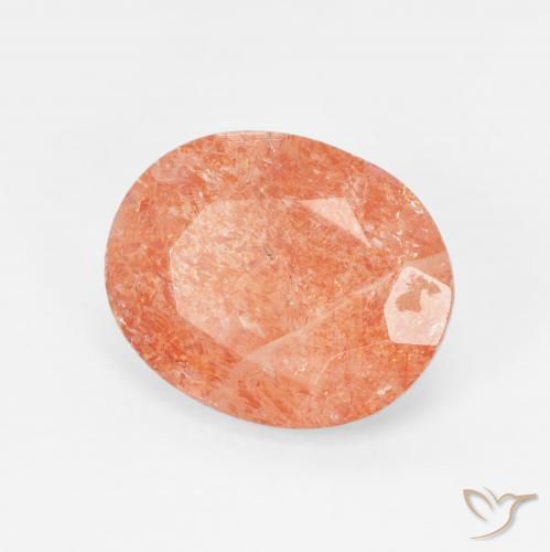 Pierre de soleil Orange moyen naturelle ovale, 3.87 ct, Translucide