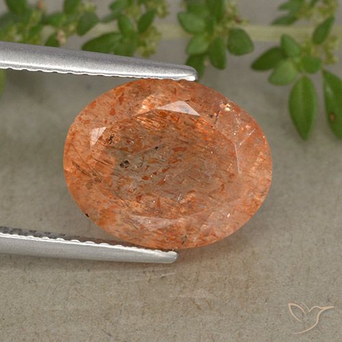 4.72ct Naturel Orange moyen Pierre de soleil, ovale, Translucide