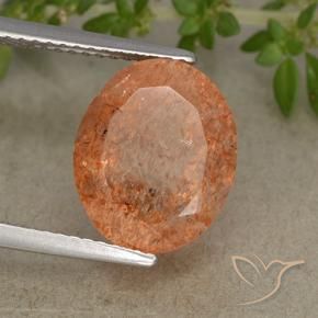 Pierre de soleil Orange moyen naturelle ovale, 4.72 ct, Translucide