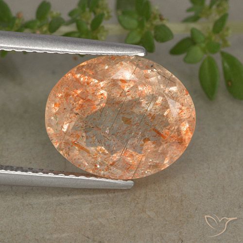 4.83ct Naturel Orange clair Pierre de soleil, ovale, Translucide