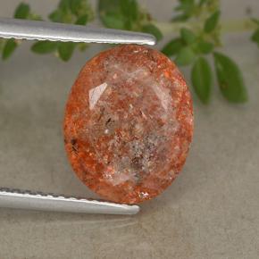Pierre de soleil orange naturelle coupe ovale, 4,31 ct, translucide
