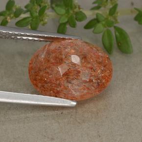 Pierre de soleil orange naturelle coupe ovale, 4,31 ct, translucide