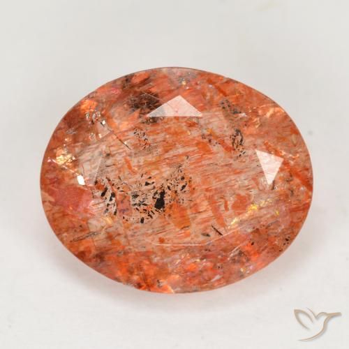 3.69ct Naturel Orange moyen Pierre de soleil, ovale, Translucide