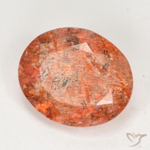 Pierre de soleil Orange moyen naturelle ovale, 3.69 ct, Translucide