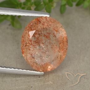 Pierre de soleil Orange rougeâtre naturelle ovale, 3.90 ct, Translucide