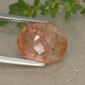 Pierre de soleil Orange rougeâtre naturelle ovale, 3.90 ct, Translucide