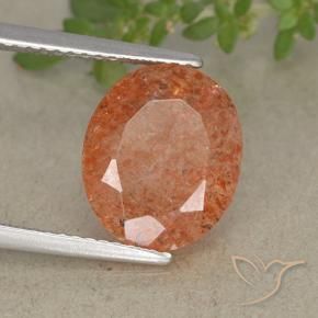 Pierre de soleil orange naturelle coupe ovale, 3,83 ct, translucide