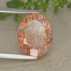 Pierre de soleil Orange gingembre naturelle ovale, 3.73 ct, Translucide
