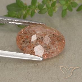 Pierre de soleil Orange gingembre naturelle ovale, 3.73 ct, Translucide