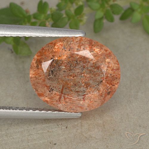 4.87ct Naturel Orange moyen-léger Pierre de soleil, ovale, Translucide