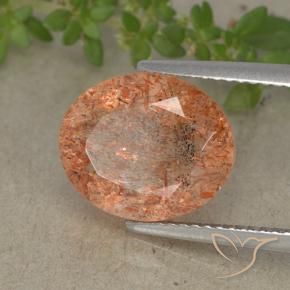 Pierre de soleil Orange moyen-léger naturelle ovale, 4.87 ct, Translucide