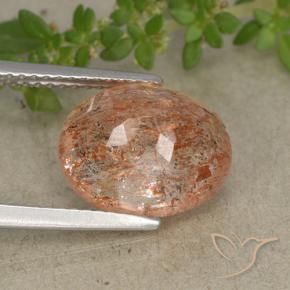 Pierre de soleil Orange moyen-léger naturelle ovale, 4.87 ct, Translucide