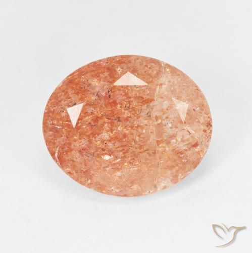 4.38ct Naturel Medium Light-Orange Pierre de soleil, ovale, Translucide