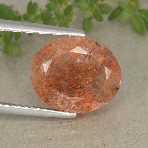 4.32ct Naturel Orange moyen Pierre de soleil, ovale, Translucide