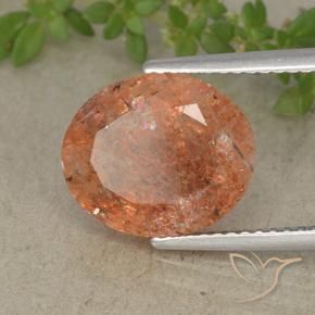 Pierre de soleil Orange moyen naturelle ovale, 4.32 ct, Translucide