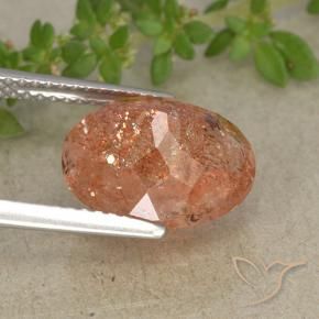 Pierre de soleil Orange moyen naturelle ovale, 4.32 ct, Translucide