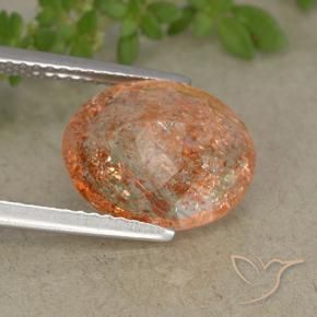 Pierre de soleil Orange rougeâtre naturelle ovale, 4.37 ct, Translucide