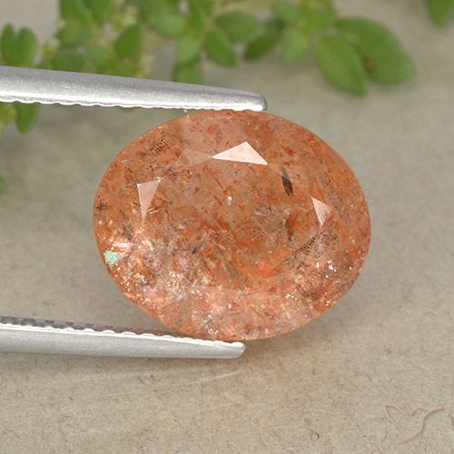 4.29ct Naturel Orange pamplemousse Pierre de soleil, ovale, Translucide