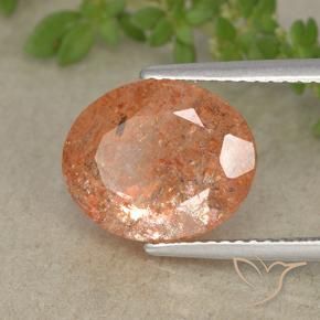 Pierre de soleil Orange pamplemousse naturelle ovale, 4.29 ct, Translucide