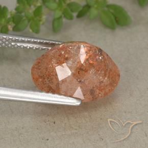 Pierre de soleil Orange pamplemousse naturelle ovale, 4.29 ct, Translucide