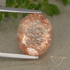 Pierre de soleil orange naturelle coupe ovale, 4,37 ct, translucide