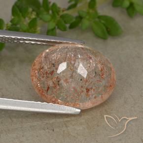 Pierre de soleil orange naturelle coupe ovale, 4,37 ct, translucide