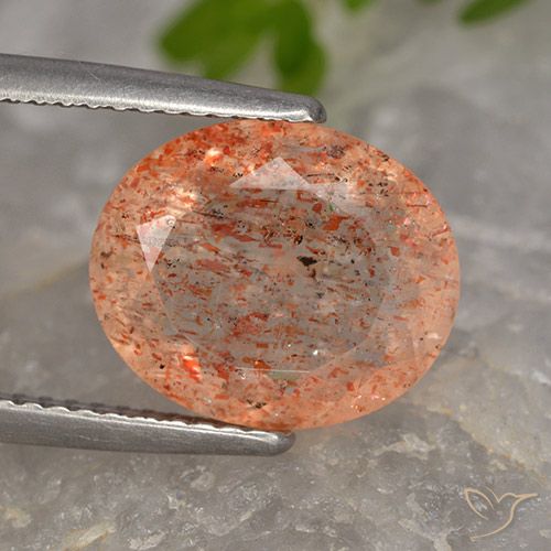4.55ct Naturel Orange moyen-léger Pierre de soleil, ovale, Translucide