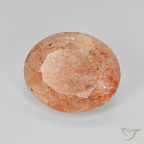 4.02ct Naturel Orange rougeâtre Pierre de soleil, ovale, Translucide