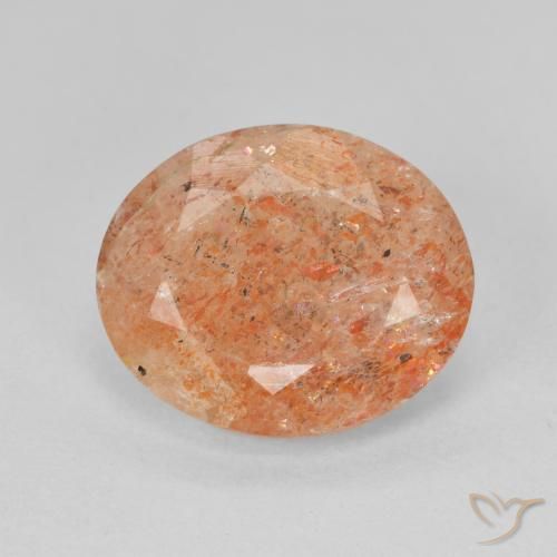Pierre de soleil Orange rougeâtre naturelle ovale, 4.02 ct, Translucide