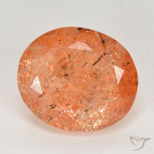 5.10ct Naturel Orange rougeâtre Pierre de soleil, ovale, Translucide