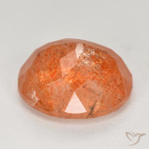 Pierre de soleil Orange rougeâtre naturelle ovale, 5.10 ct, Translucide
