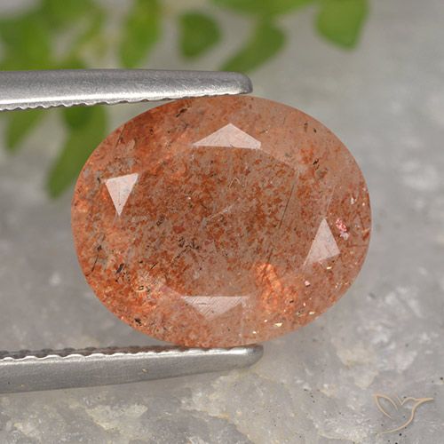 4.27ct Naturel Orange moyen Pierre de soleil, ovale, Translucide