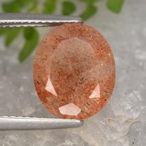 Pierre de soleil Orange moyen naturelle ovale, 4.27 ct, Translucide
