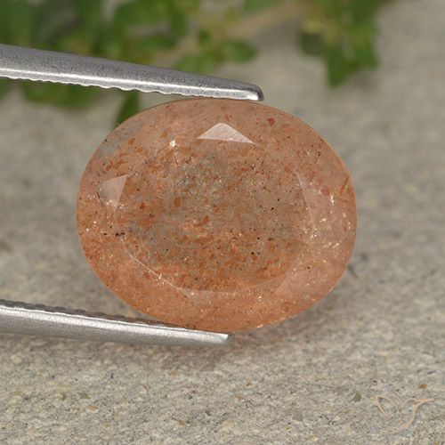 4.64ct Naturel Orange tigre léger Pierre de soleil, ovale, Translucide