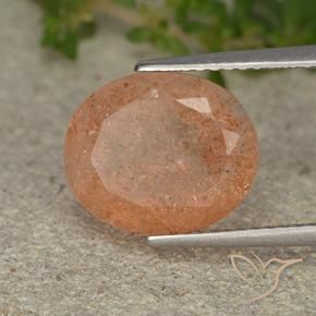 Pierre de soleil Orange tigre léger naturelle ovale, 4.64 ct, Translucide