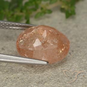 Pierre de soleil Orange tigre léger naturelle ovale, 4.64 ct, Translucide