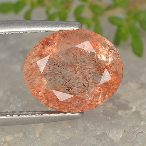4.73ct Naturel Orange moyen-léger Pierre de soleil, ovale, Translucide