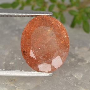 Pierre de soleil orange naturelle coupe ovale, 3,94 ct, translucide