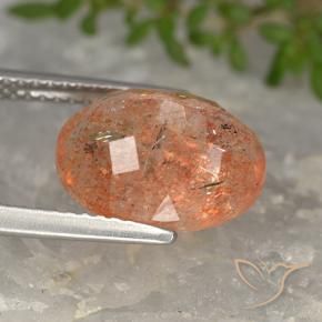 Pierre de soleil Orange vif naturelle ovale, 4.19 ct, Translucide