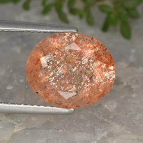Pierre de soleil orange naturelle coupe ovale, 4,33 ct, translucide