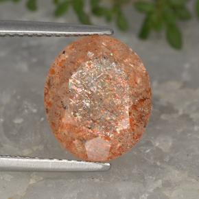 Pierre de soleil orange naturelle coupe ovale, 4,33 ct, translucide