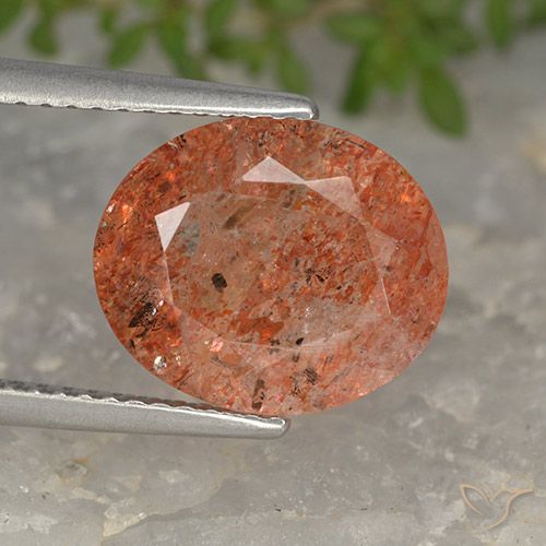 4.24ct Naturel Orange rougeâtre Pierre de soleil, ovale, Translucide