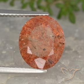 Pierre de soleil Orange rougeâtre naturelle ovale, 4.24 ct, Translucide