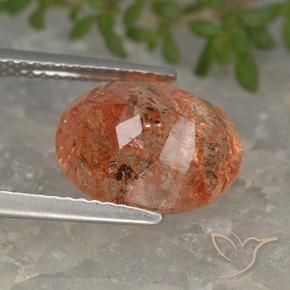 Pierre de soleil Orange rougeâtre naturelle ovale, 4.24 ct, Translucide