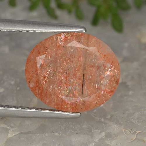 3.97ct Naturel Orange rougeâtre Pierre de soleil, ovale, Translucide