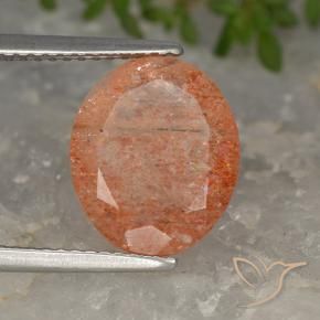 Pierre de soleil Orange rougeâtre naturelle ovale, 3.97 ct, Translucide