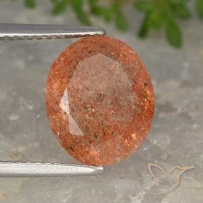Pierre de soleil Orange pamplemousse naturelle ovale, 4.34 ct, Translucide