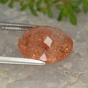 Pierre de soleil Orange pamplemousse naturelle ovale, 4.34 ct, Translucide