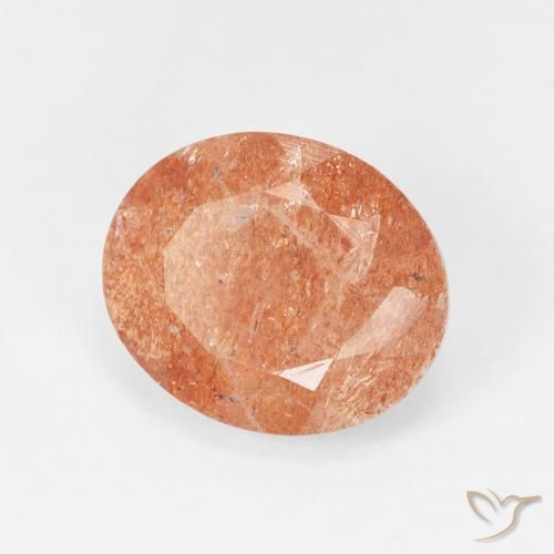 Pierre de soleil Orange rougeâtre naturelle ovale, 4.38 ct, Translucide